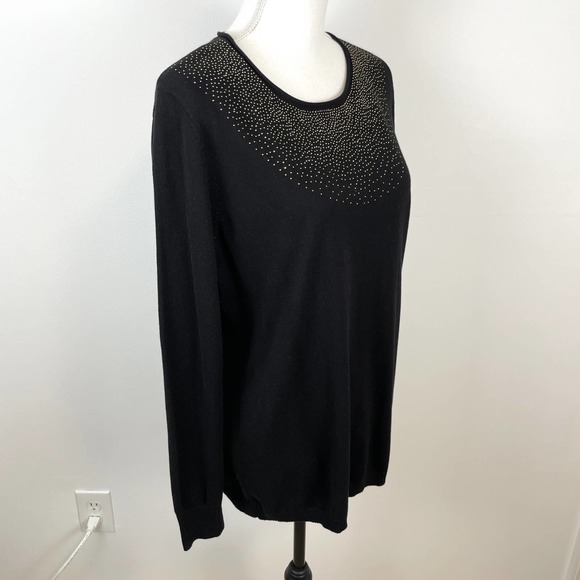 Calvin Klein Gold Stud Embellished Sweater In Black Size Medium - Picture 4 of 11